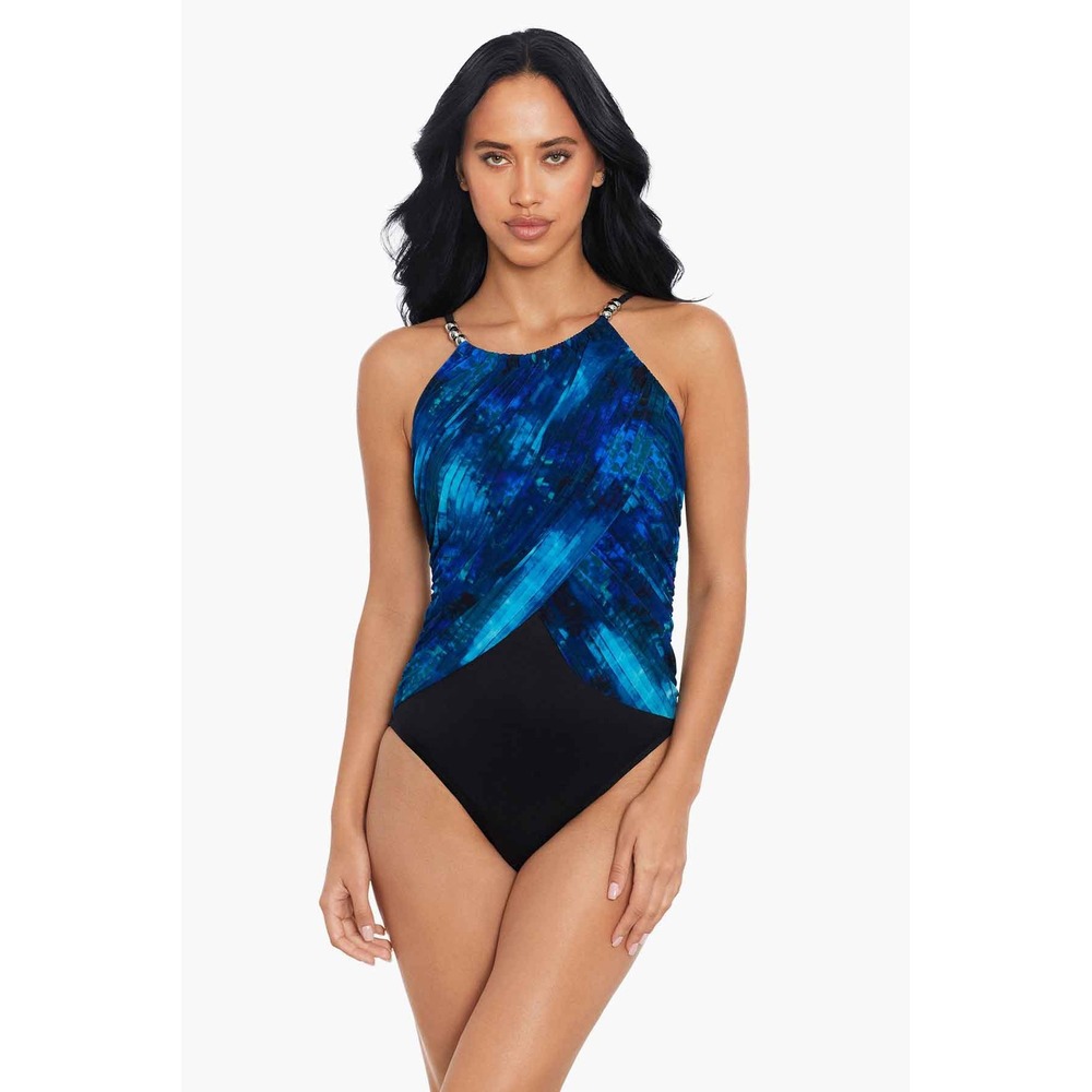 Magicsuit Lisa One Piece Swimsuit Hazy Daze‎ Blue Multi Slimming Underwire NWT 8